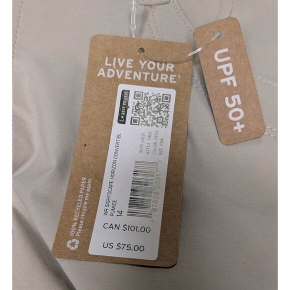 Eddie Bauer Tan Sightscape Horizon Convertible Roll-Up Pants Women's Sz 14 NEW - Picture 15 of 15